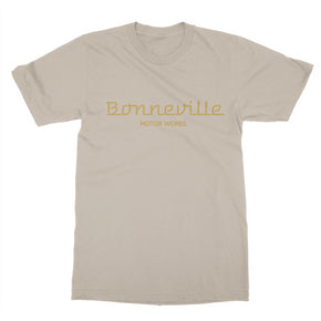 Tan Bonneville Text Logo Tee