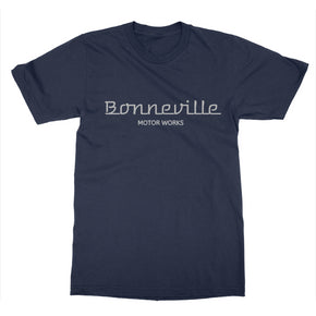 Navy and Grey Bonneville Text Logo Tee