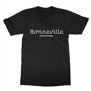 White Bonneville Text Logo Tee